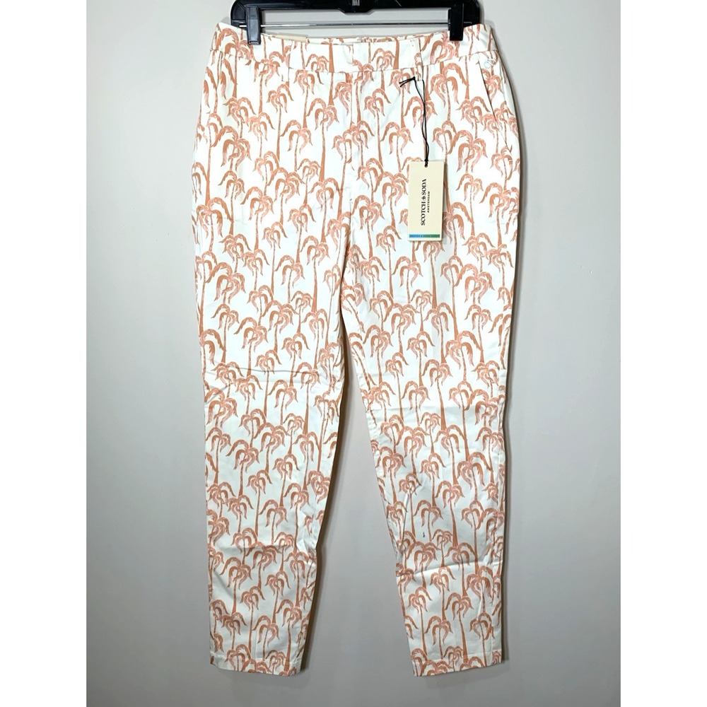 NEW Scotch & Soda Pant Womens 30X32 Slim Fit Palm Tree Mid-Rise Cotton Chino